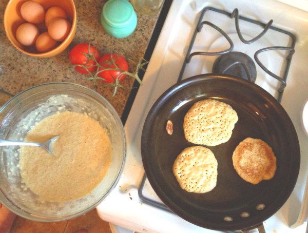 Making quinoa pancakes